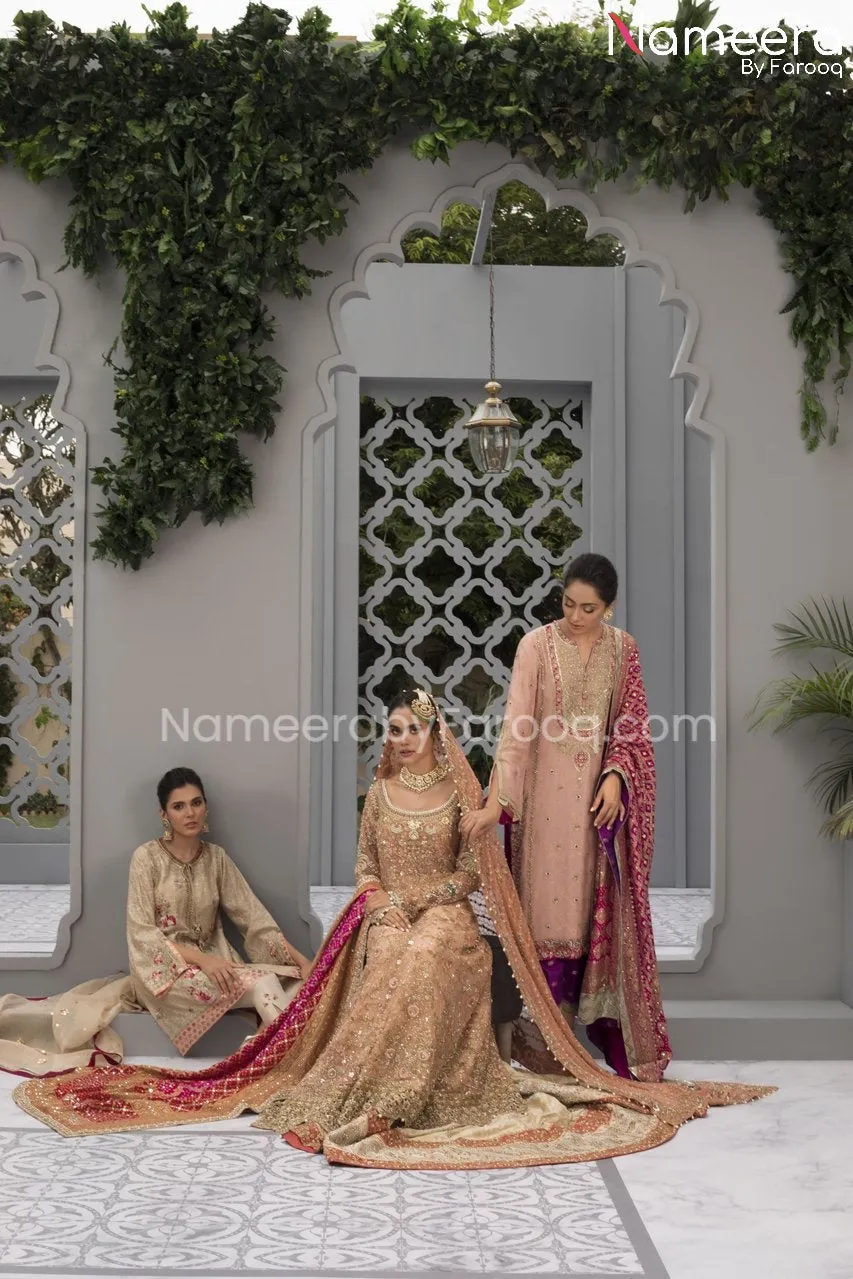 Pakistani Bridal Pishwas with Farshi Gharara #BS580