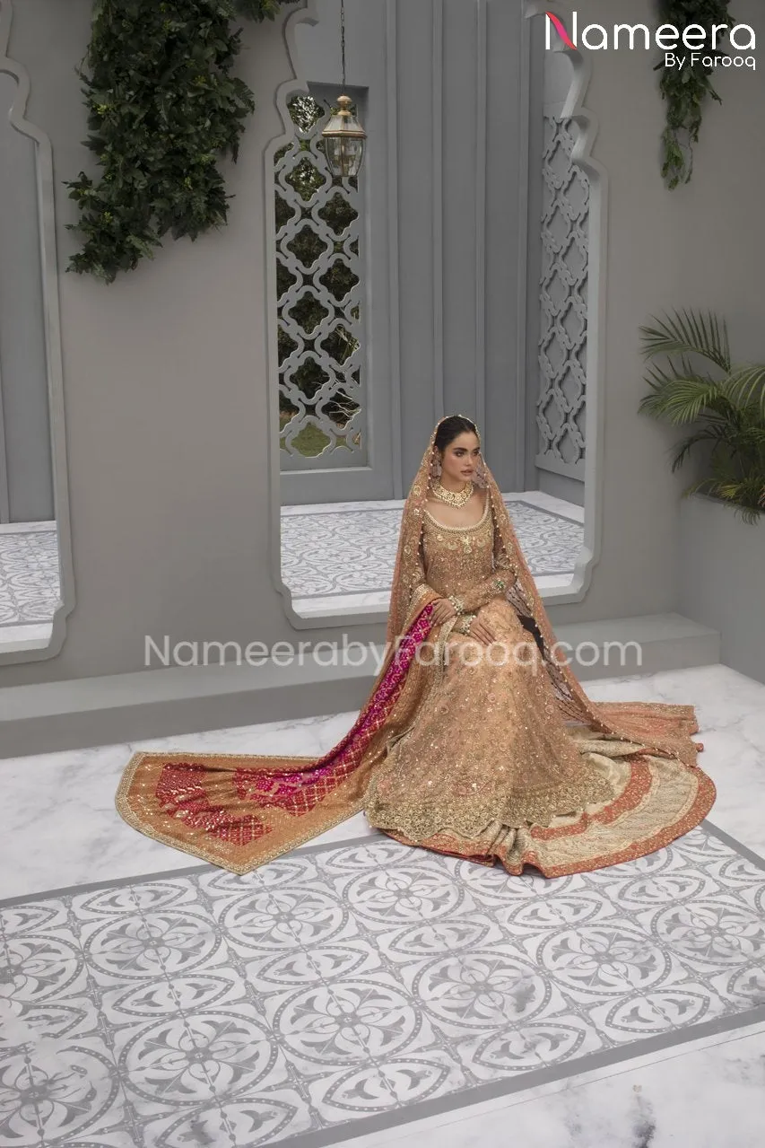 Pakistani Bridal Pishwas with Farshi Gharara #BS580