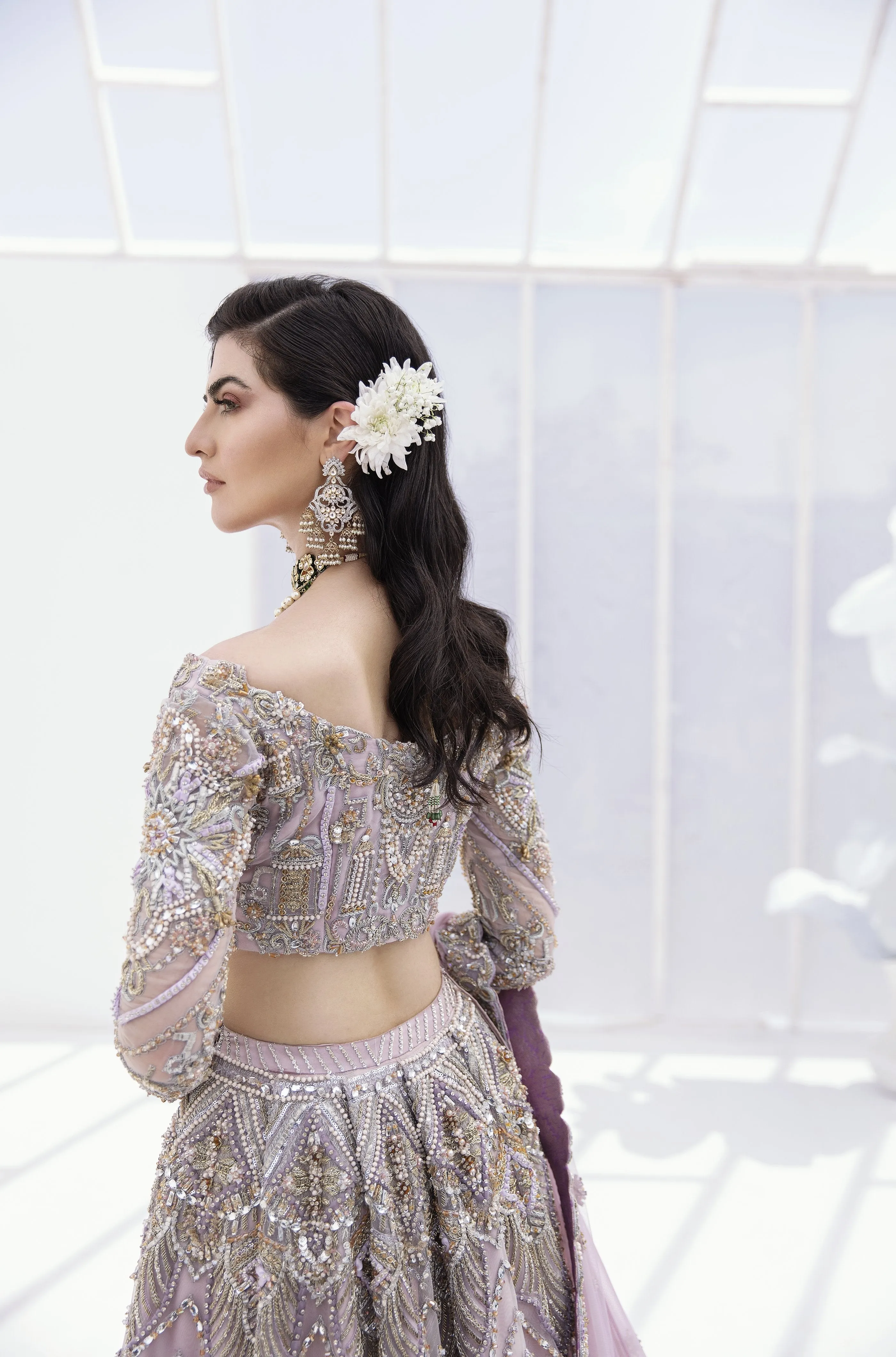 Pakistani Bridal Purple Lehenga Choli Dupatta #BS830