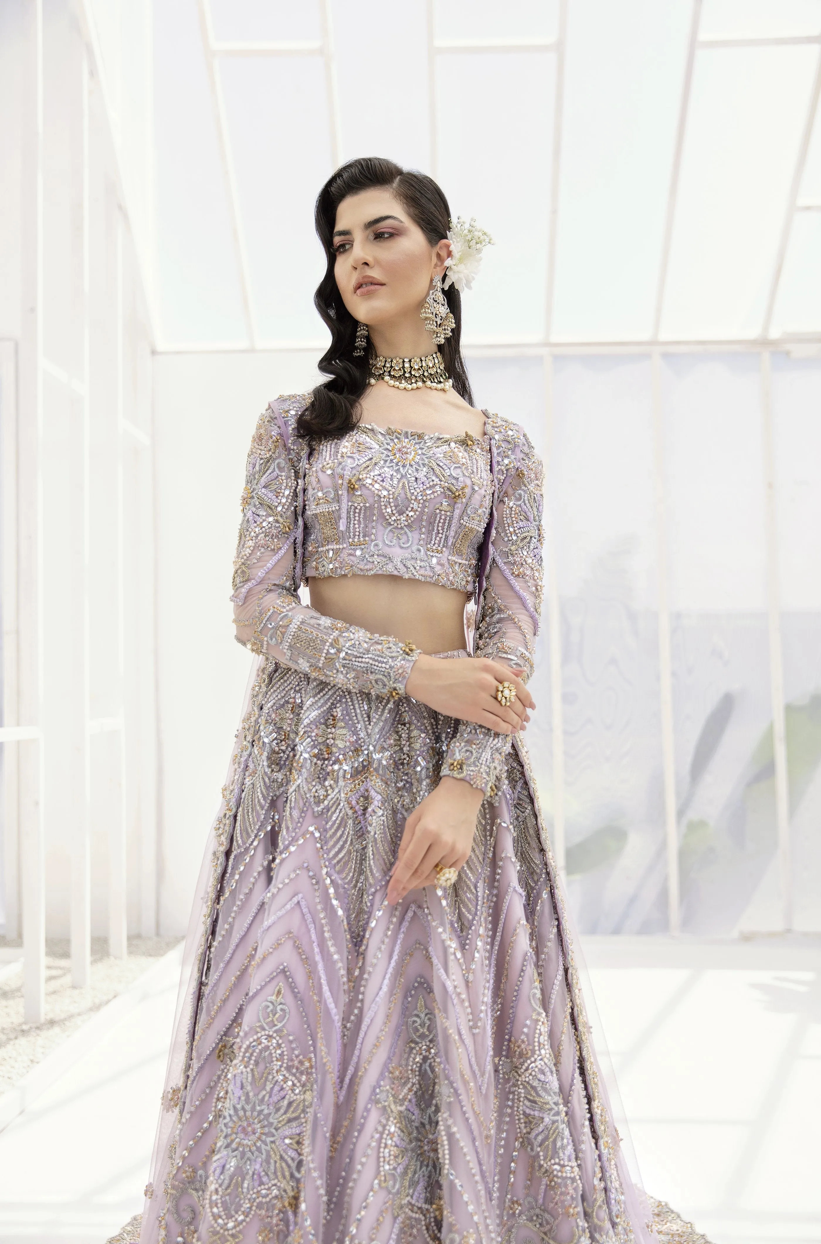 Pakistani Bridal Purple Lehenga Choli Dupatta #BS830