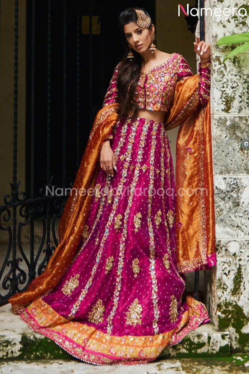 Pakistani Magenta Lehenga Choli Bridal Dress #BS570