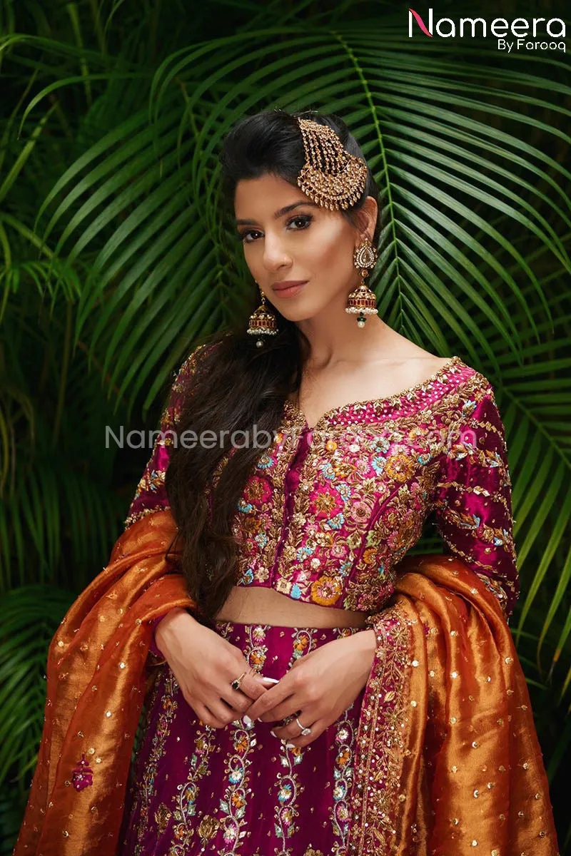 Pakistani Magenta Lehenga Choli Bridal Dress #BS570