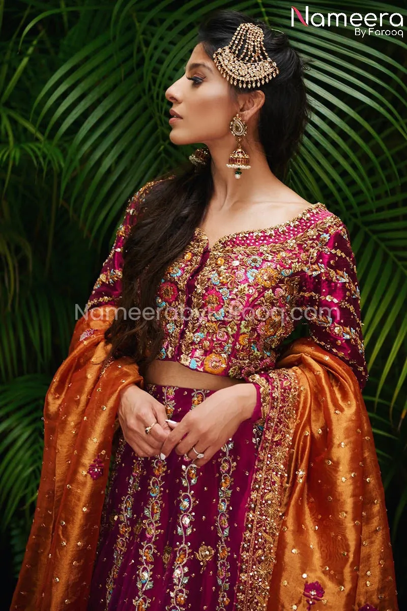 Pakistani Magenta Lehenga Choli Bridal Dress #BS570