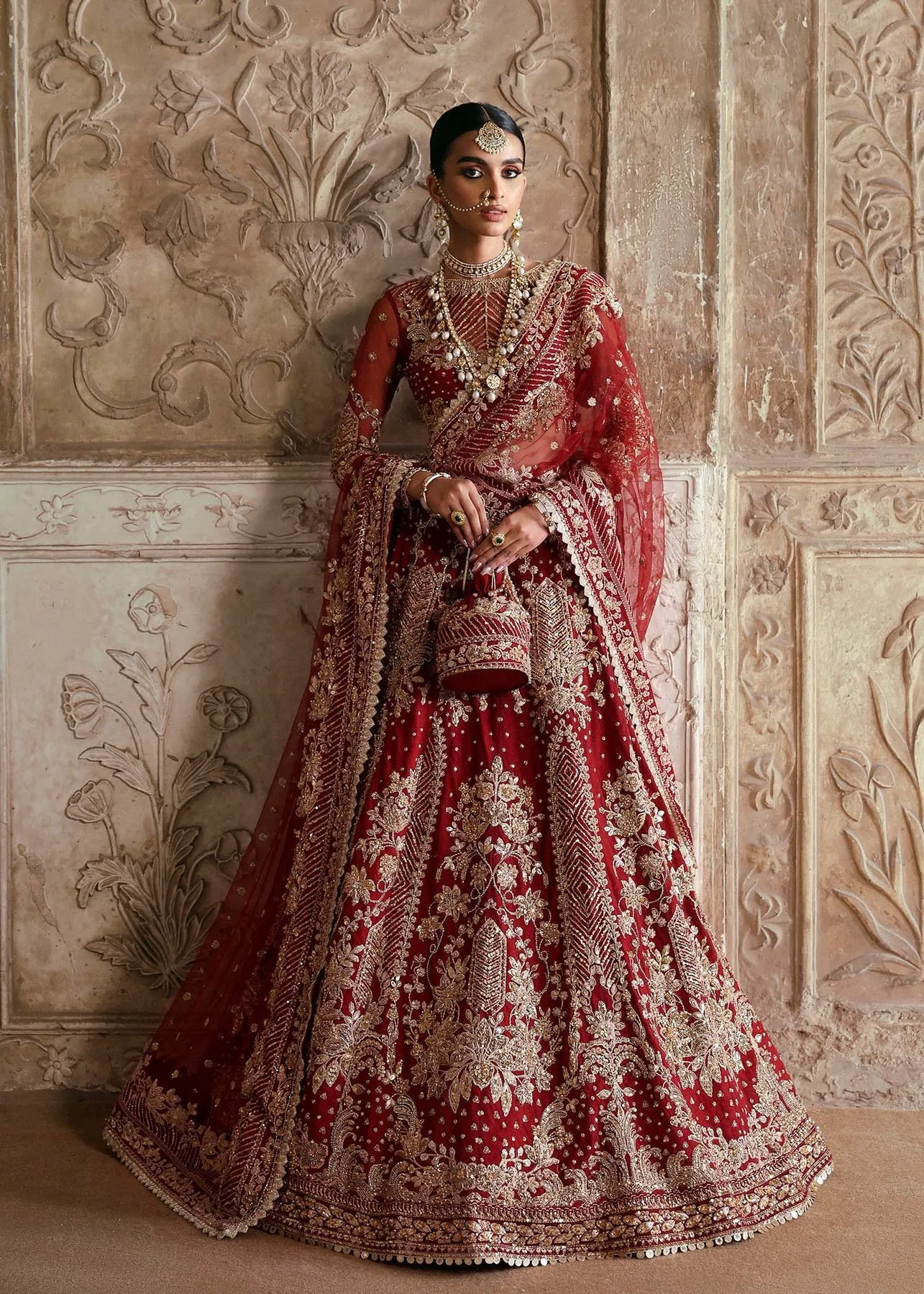 Pakistani Wedding Dress in Bridal Red Lehenga Style