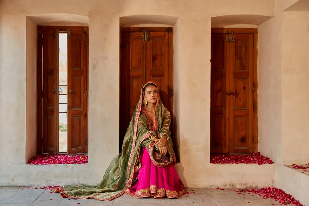 Pakistani Wedding Dress in Pink Kameez Sharara Style