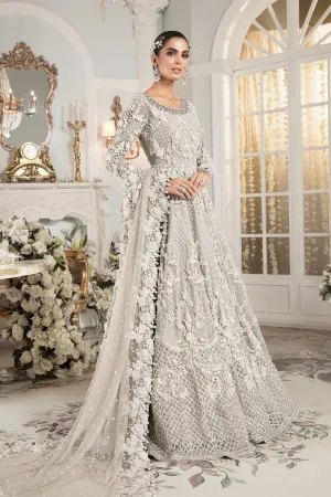 Pakistani White Bridal Dress in Gown Lehenga #BS704