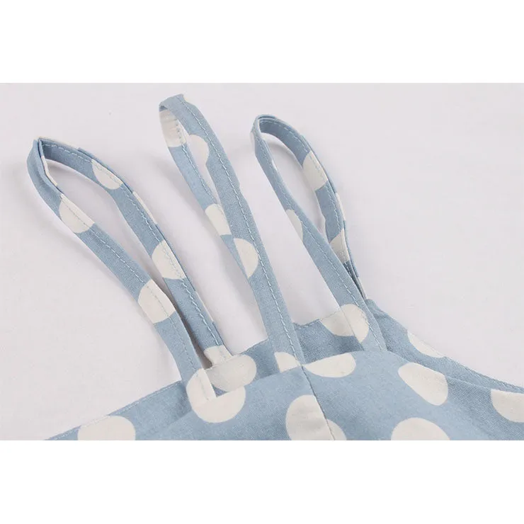Pale Blue Summer Polka Dot Dress