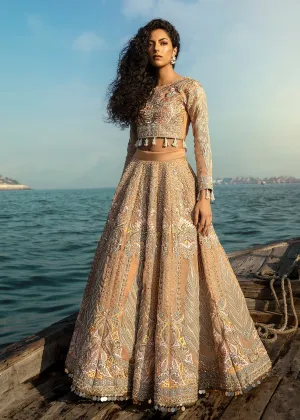 Pastel Peach Lehenga Choli Dupatta Bridal Dress #BS807