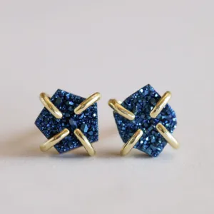 Peacock Druzy Prong Earrings