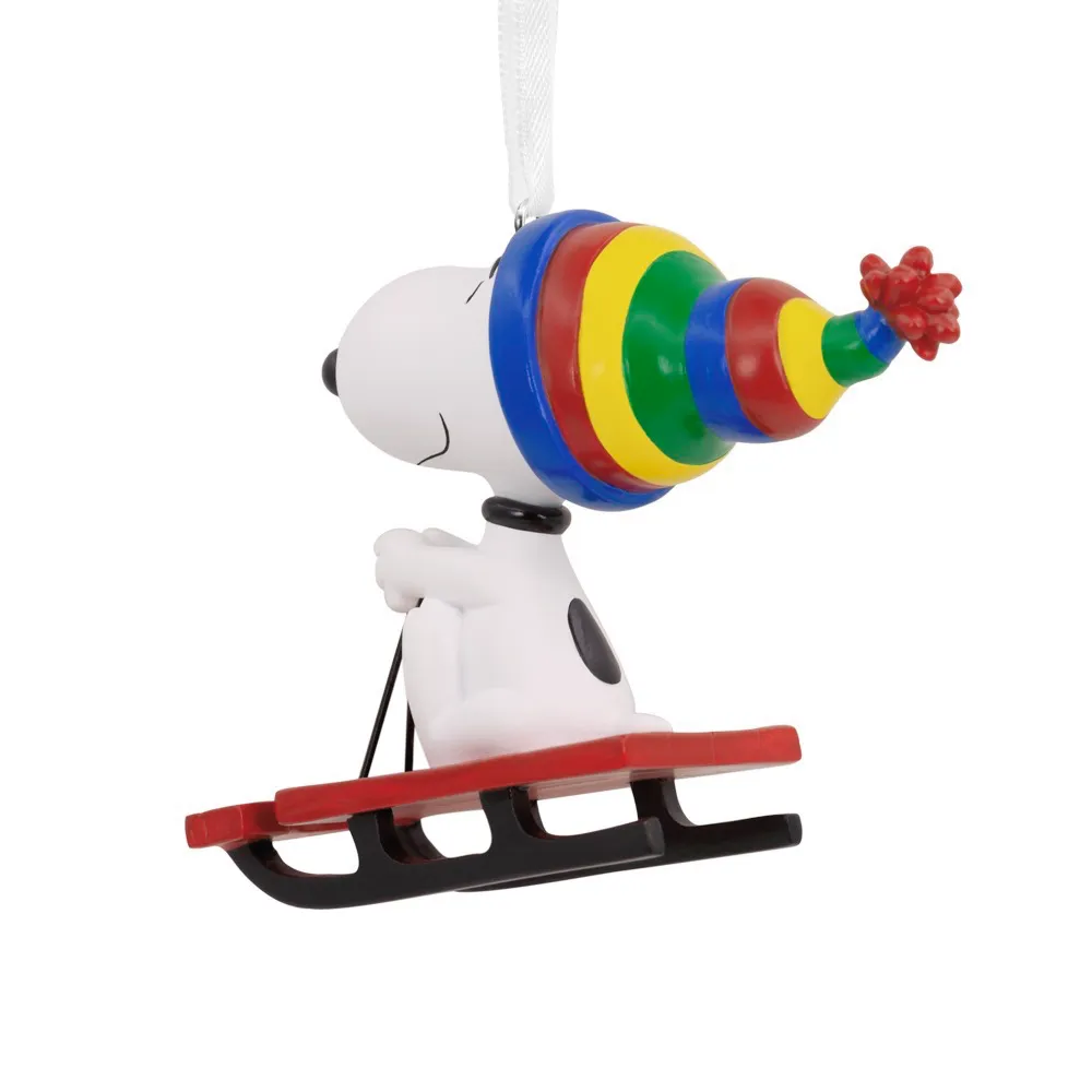 Peanuts Snoopy Sledding Resin Hallmark Christmas Ornament