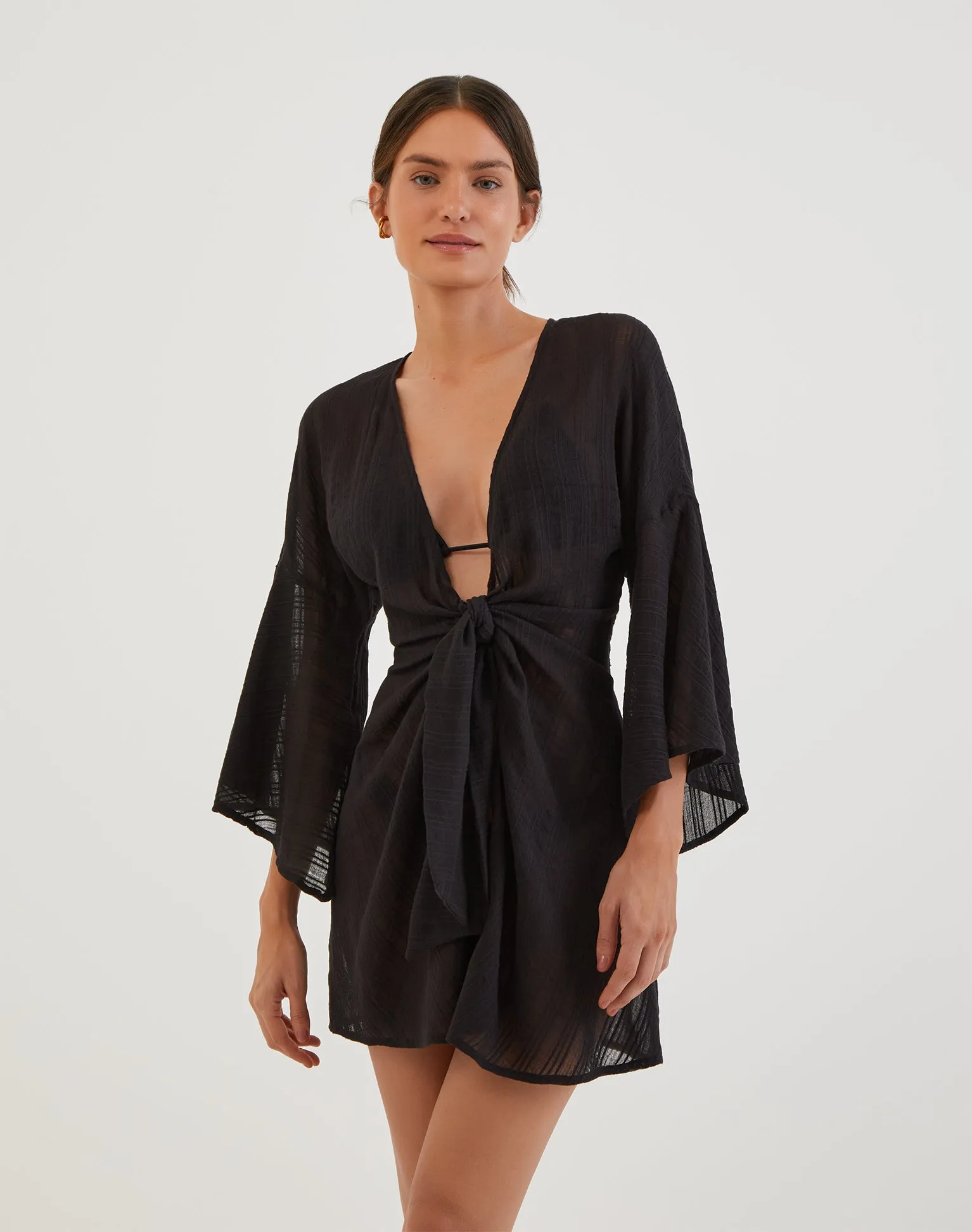 Perola Short Caftan - Striped Black