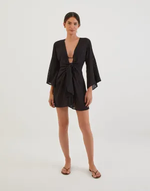 Perola Short Caftan - Striped Black