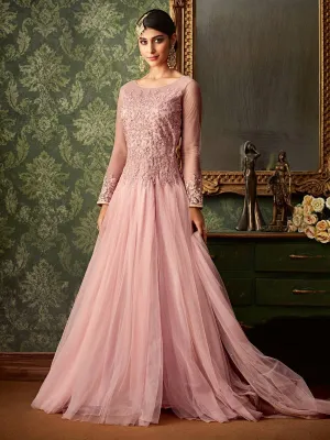 Pink All Front Slit Embroidered Anarkali Pant Suit