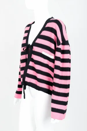 Pink Stripe Knit Boxy Cardigan