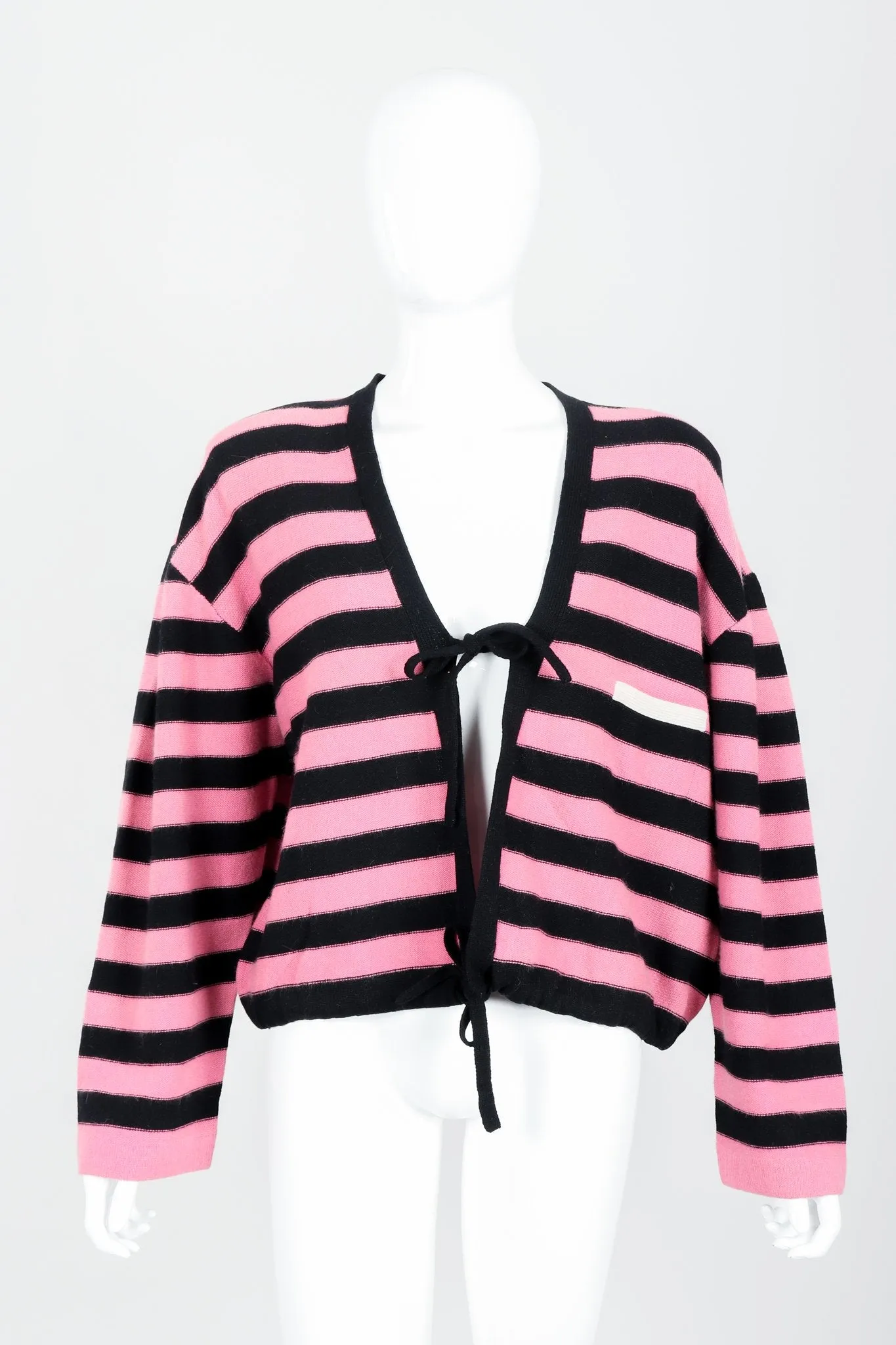 Pink Stripe Knit Boxy Cardigan