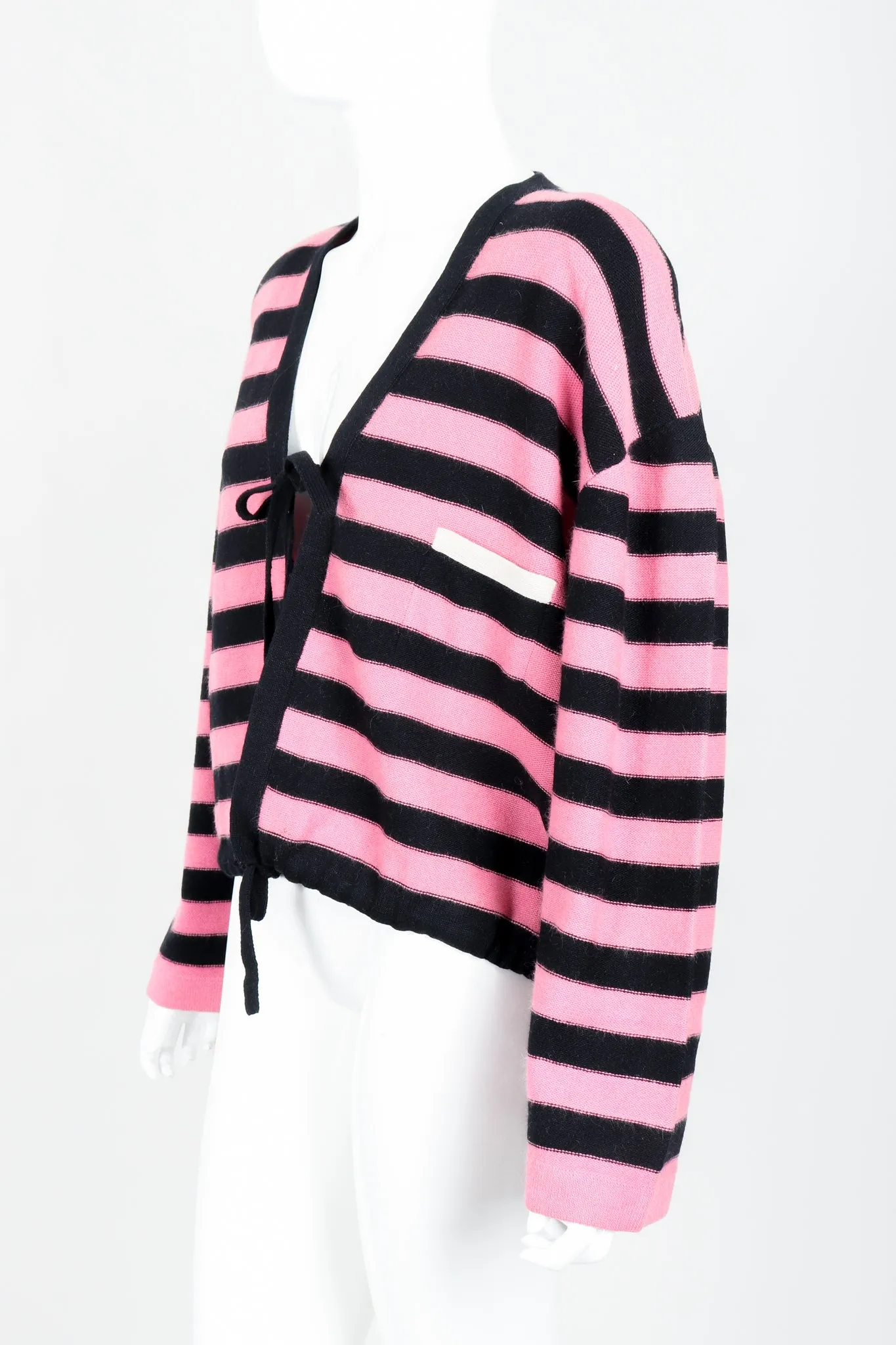 Pink Stripe Knit Boxy Cardigan
