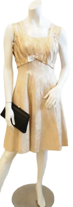 Pleats Please 50s Gold Brocade Vintage Cocktail Dress