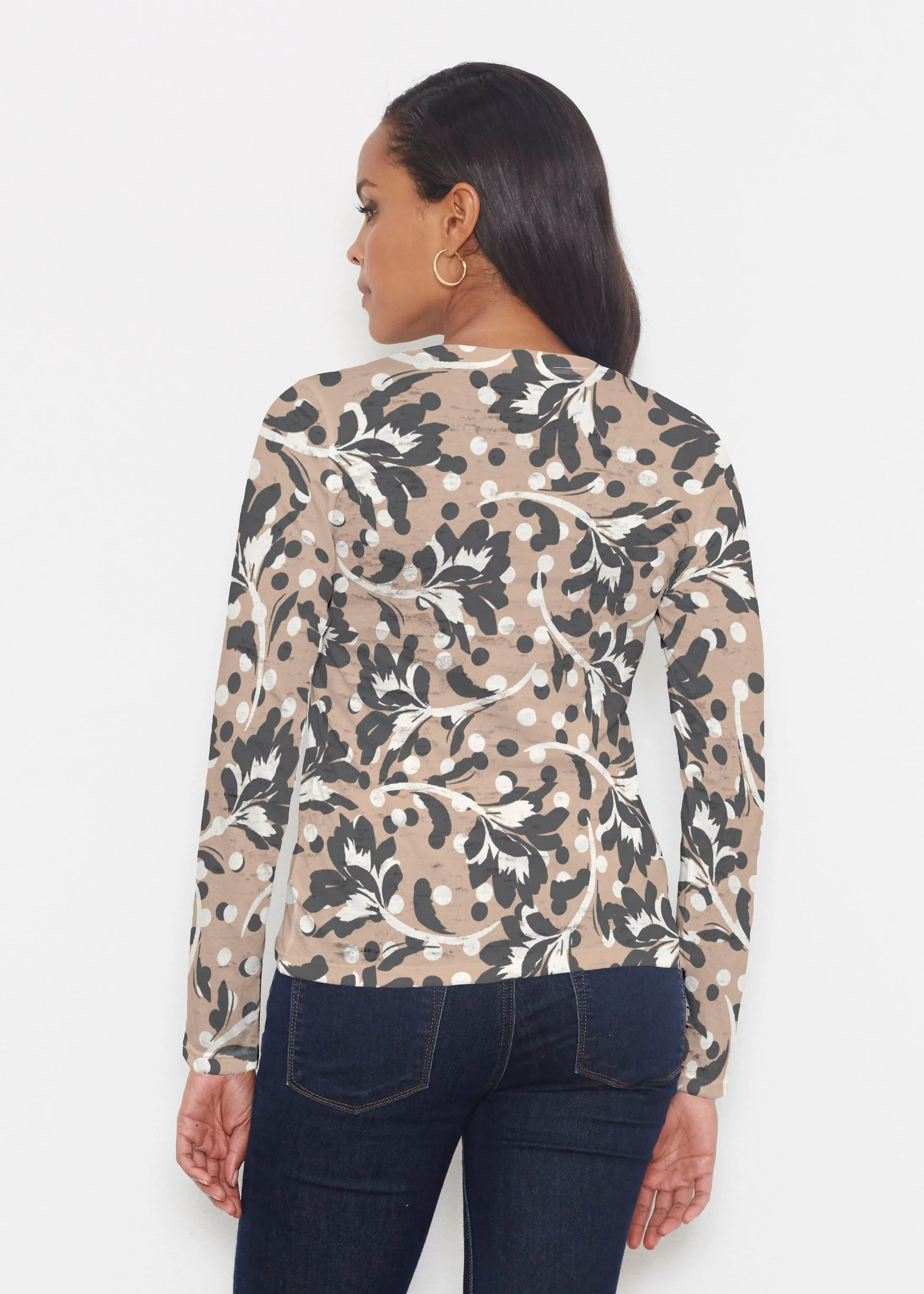 Polka Dot Floral (7875) ~ Signature Long Sleeve Crew Shirt