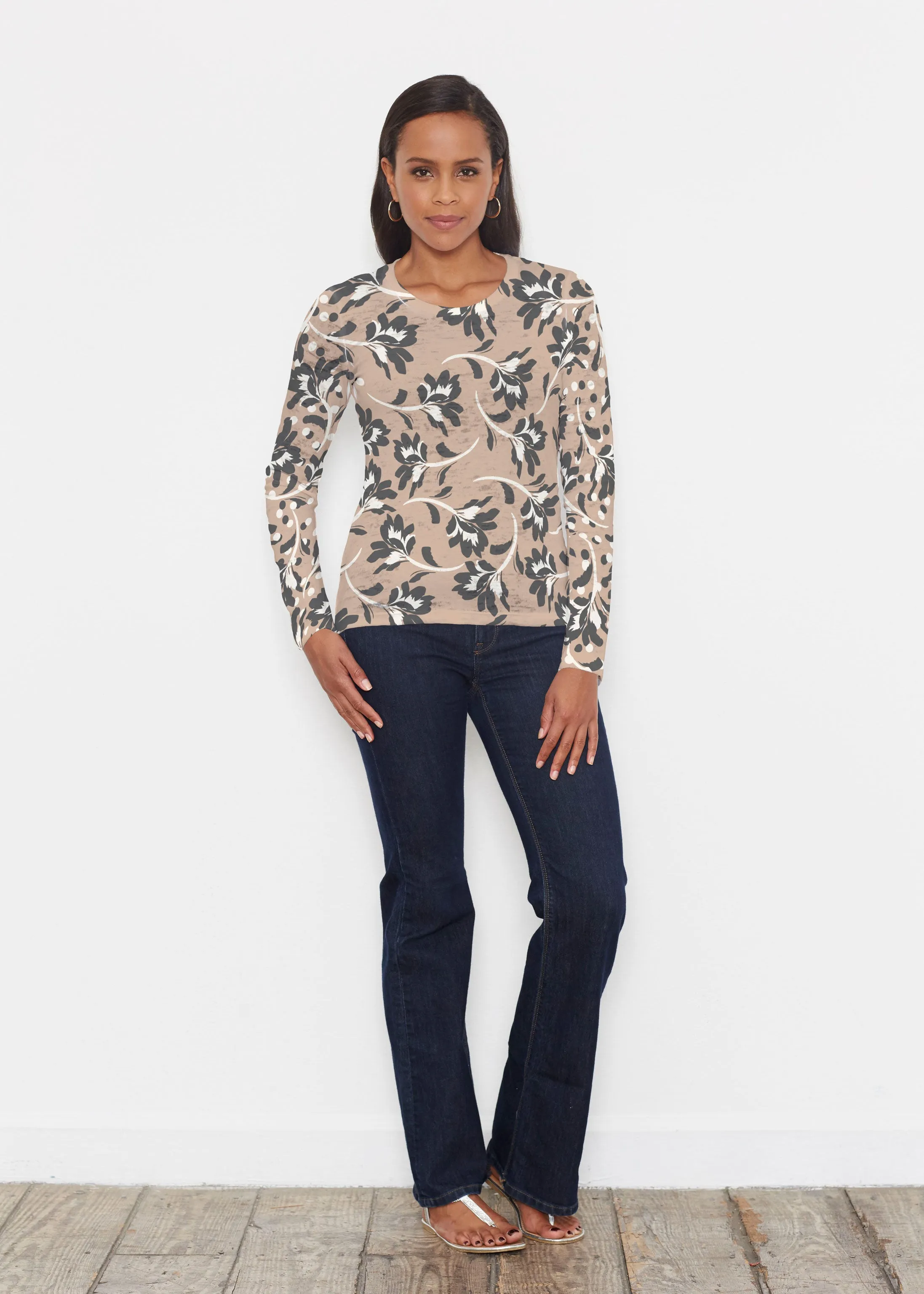 Polka Dot Floral (7875) ~ Signature Long Sleeve Crew Shirt