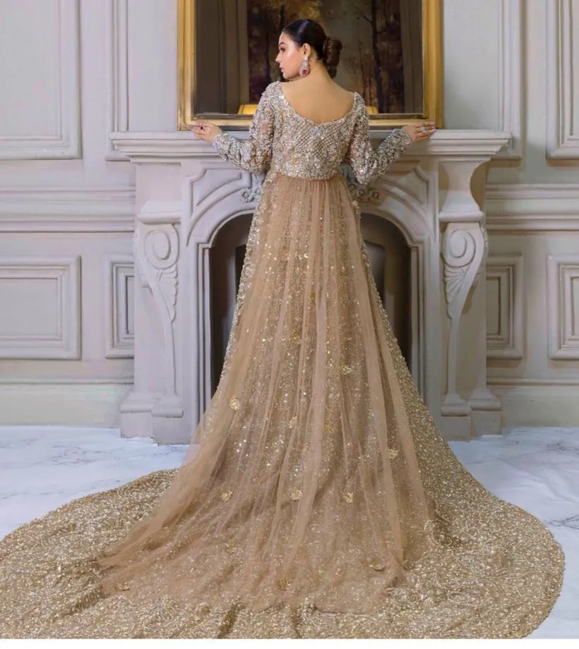 Premium Pakistani Bridal Dress in Long Tail Gown Style