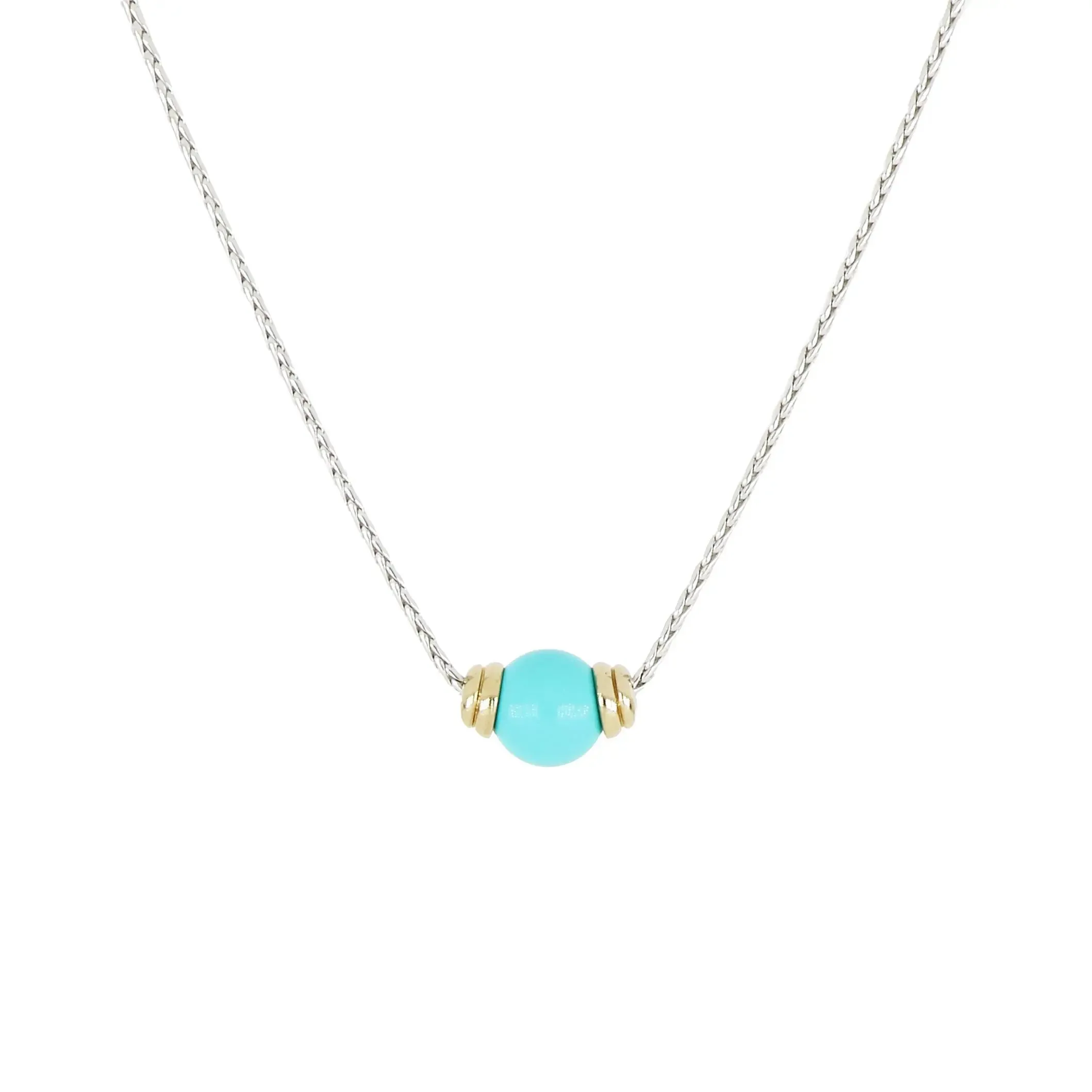 Pérola Collection - Single Turquoise Two-Tone Necklace