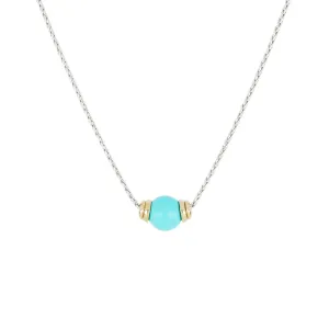 Pérola Collection - Single Turquoise Two-Tone Necklace