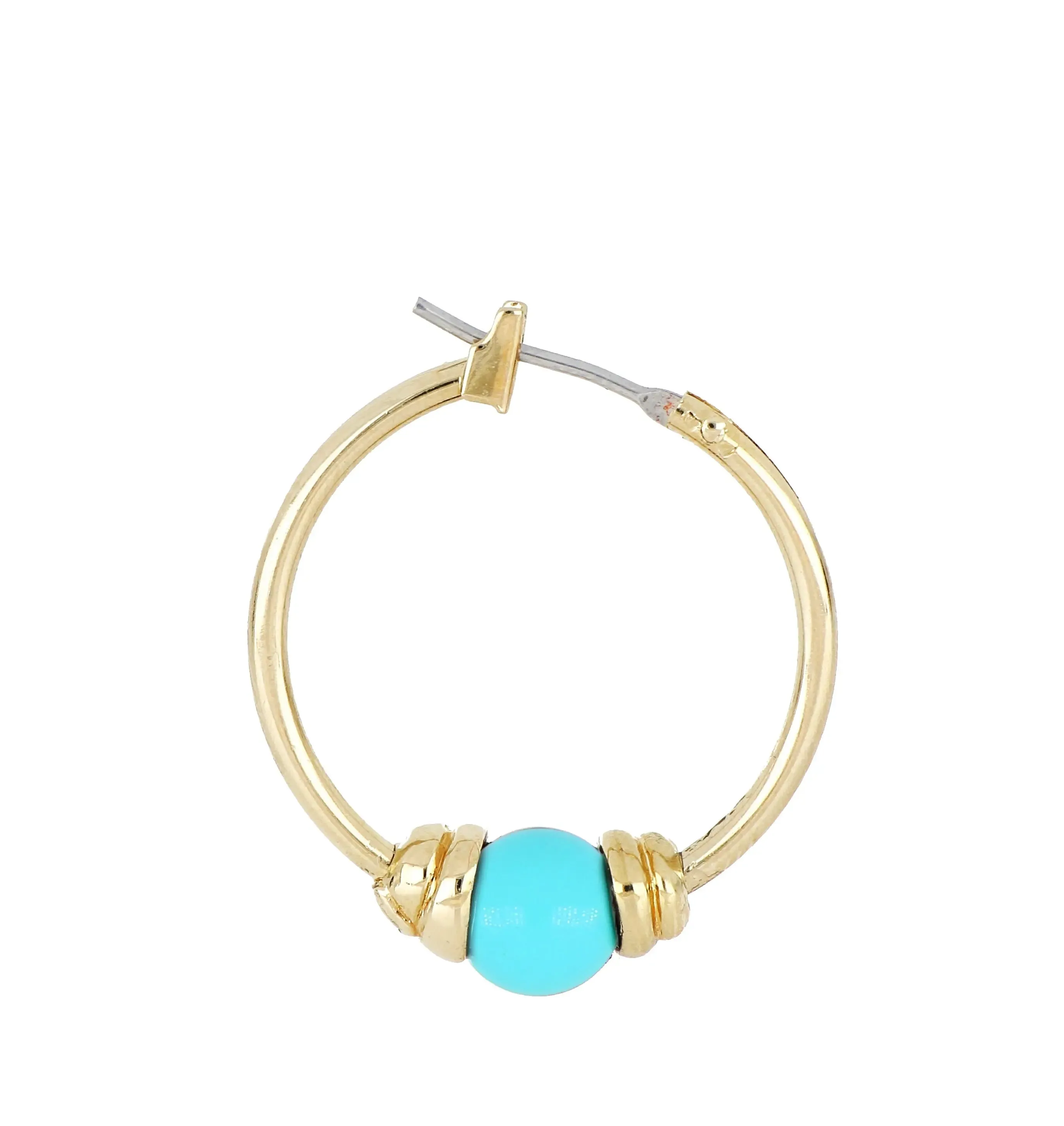 Pérola Collection - Turquoise Small Hoop Gold Earrings