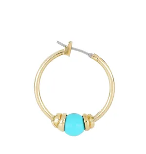 Pérola Collection - Turquoise Small Hoop Gold Earrings