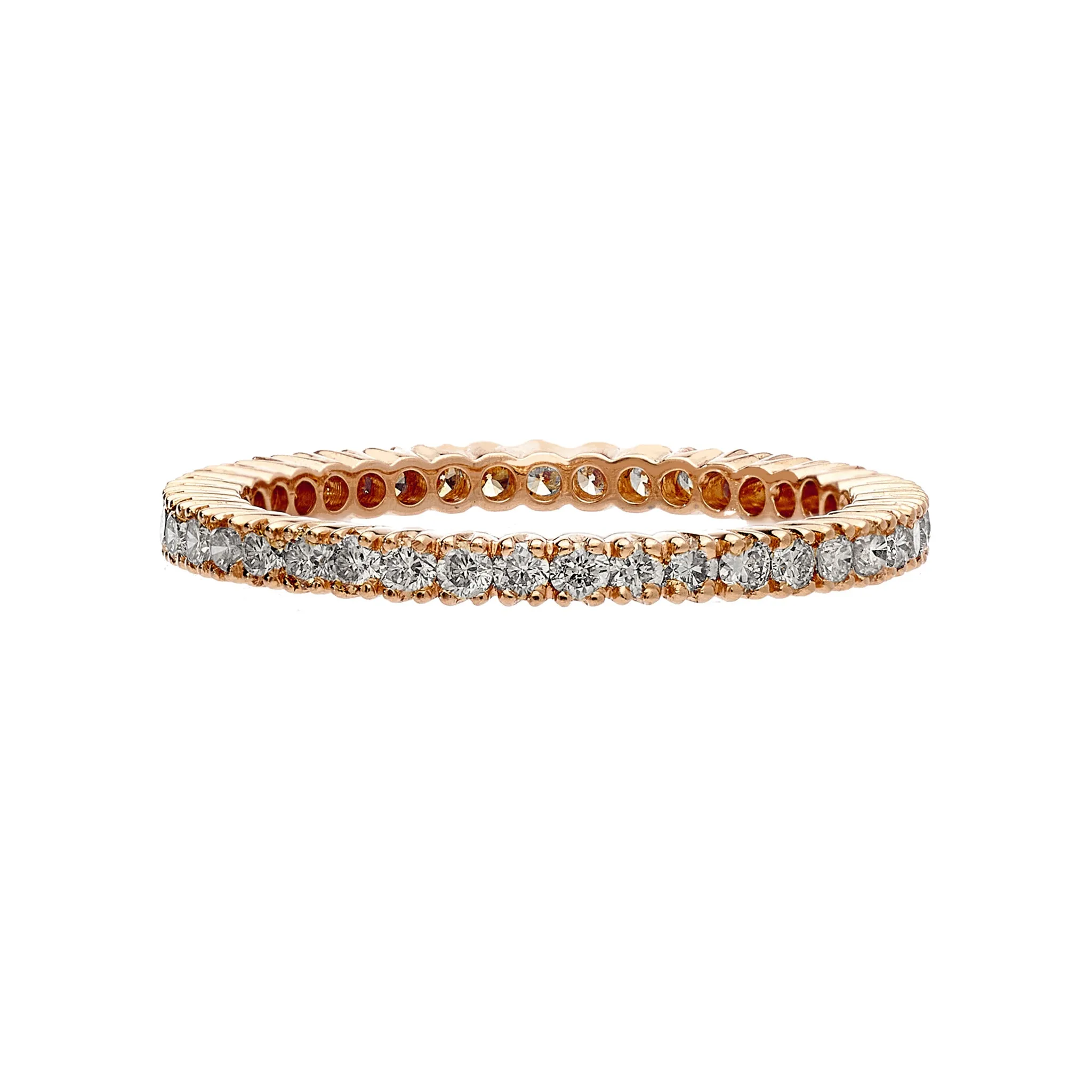 Prong White Diamond Band - 18K Rose Gold