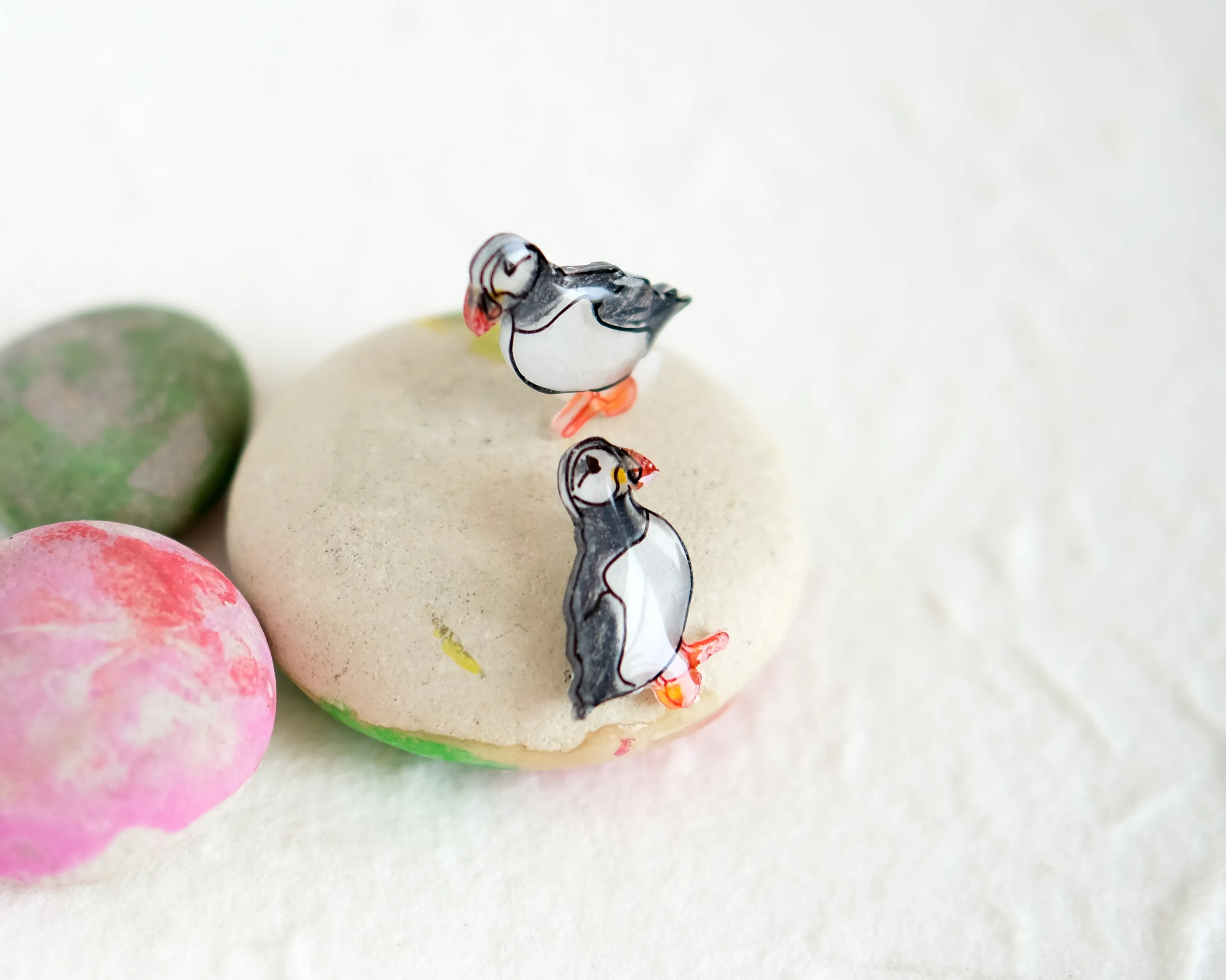 Puffin Penguin Winter Bird Earrings