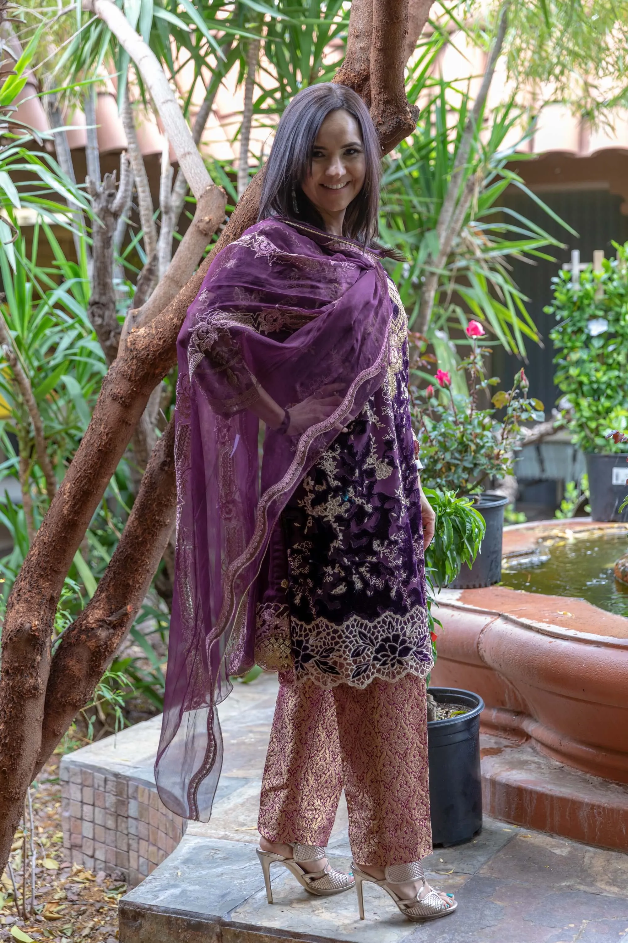 Purple Velvet Suit-Salwar-Kameez