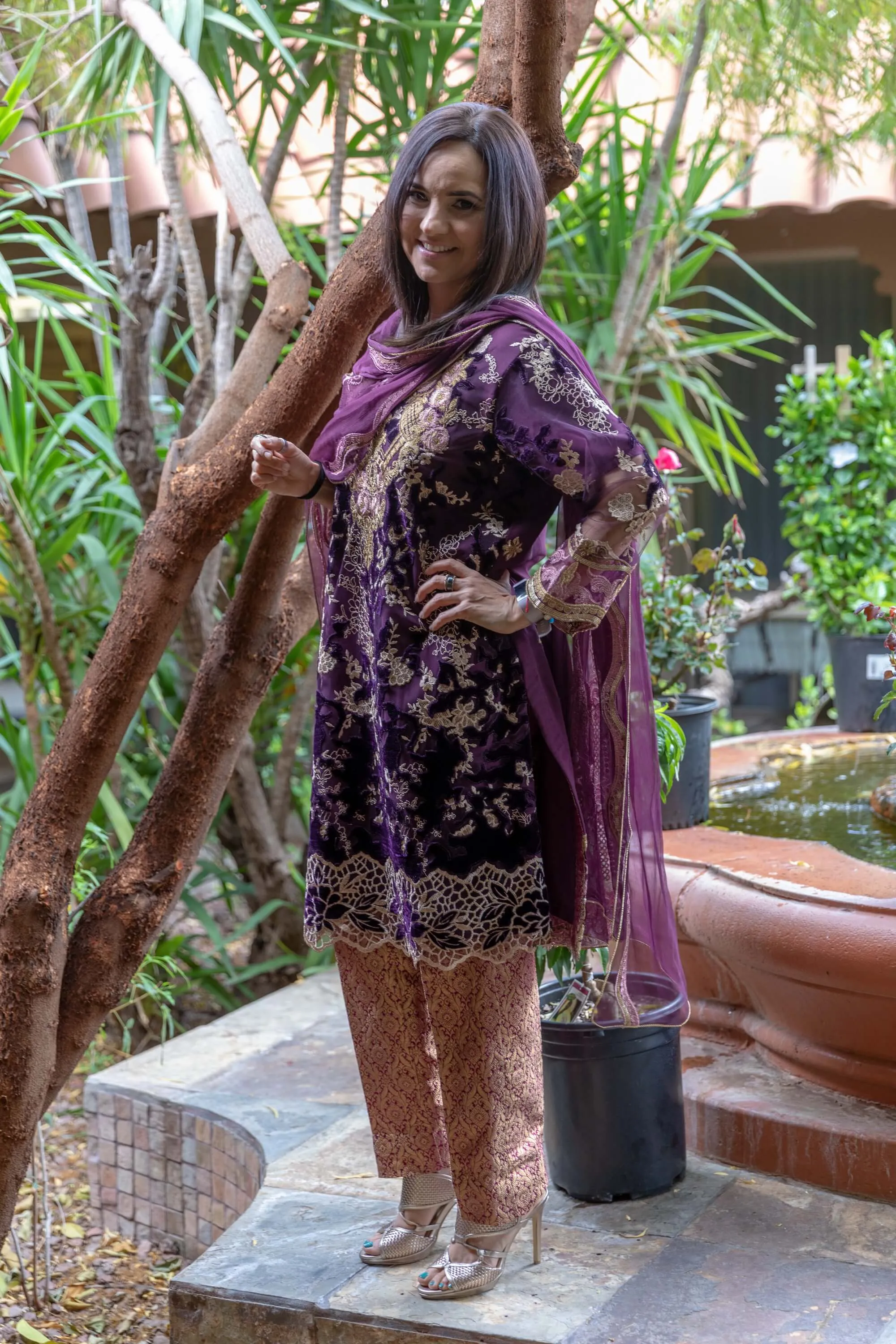 Purple Velvet Suit-Salwar-Kameez