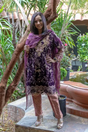 Purple Velvet Suit-Salwar-Kameez