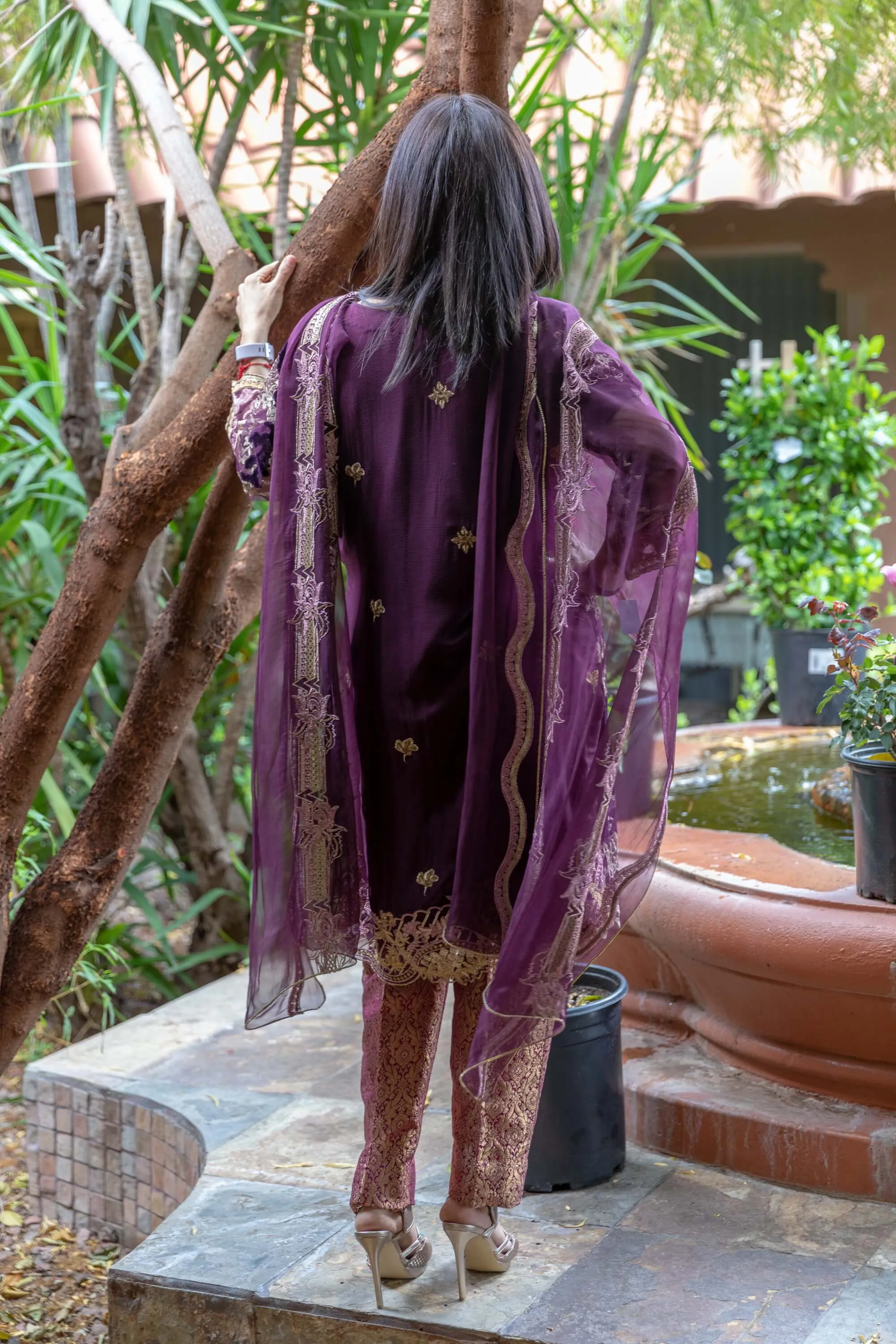 Purple Velvet Suit-Salwar-Kameez