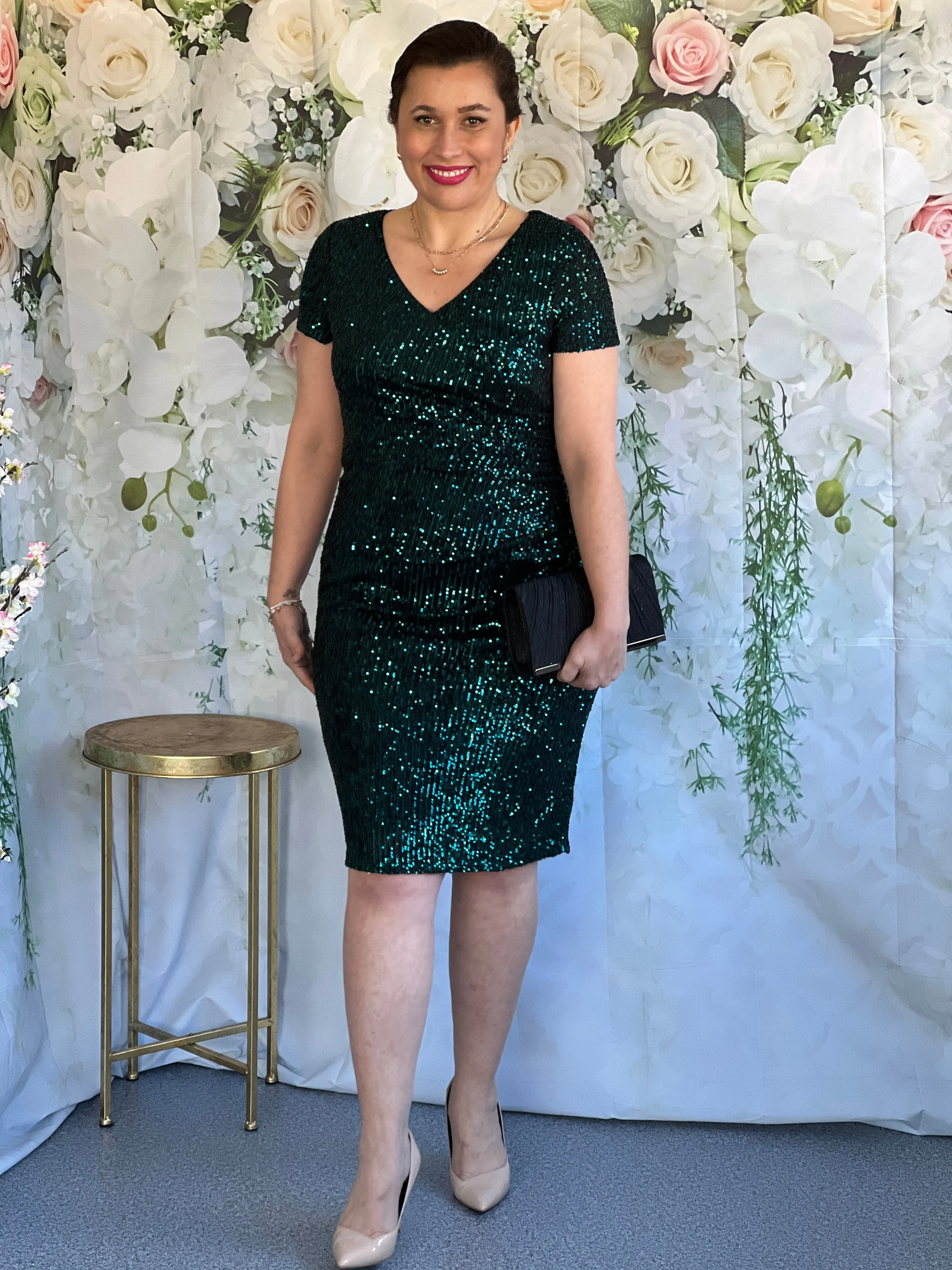 Quartez Emerald Sequin Dress