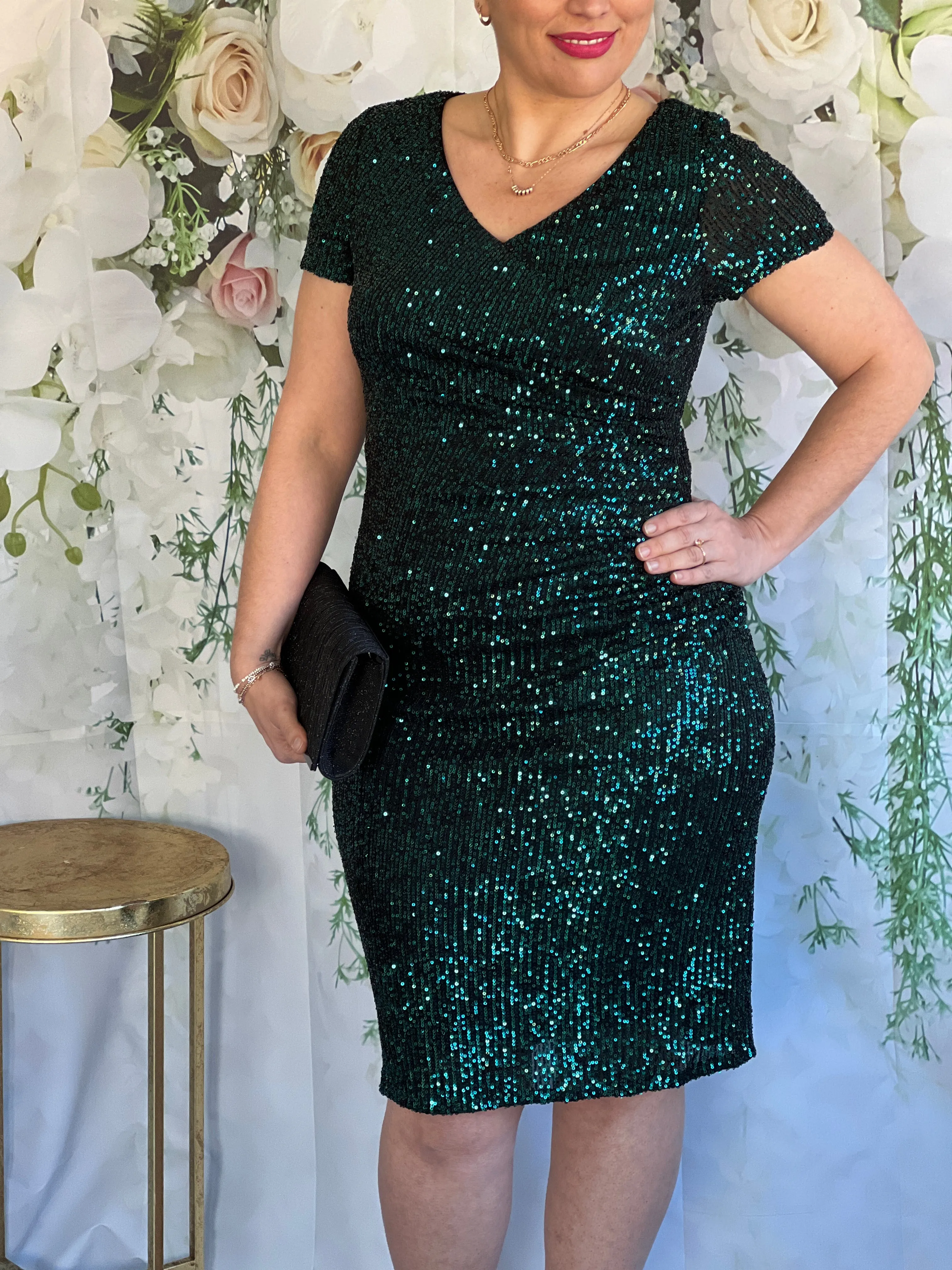 Quartez Emerald Sequin Dress