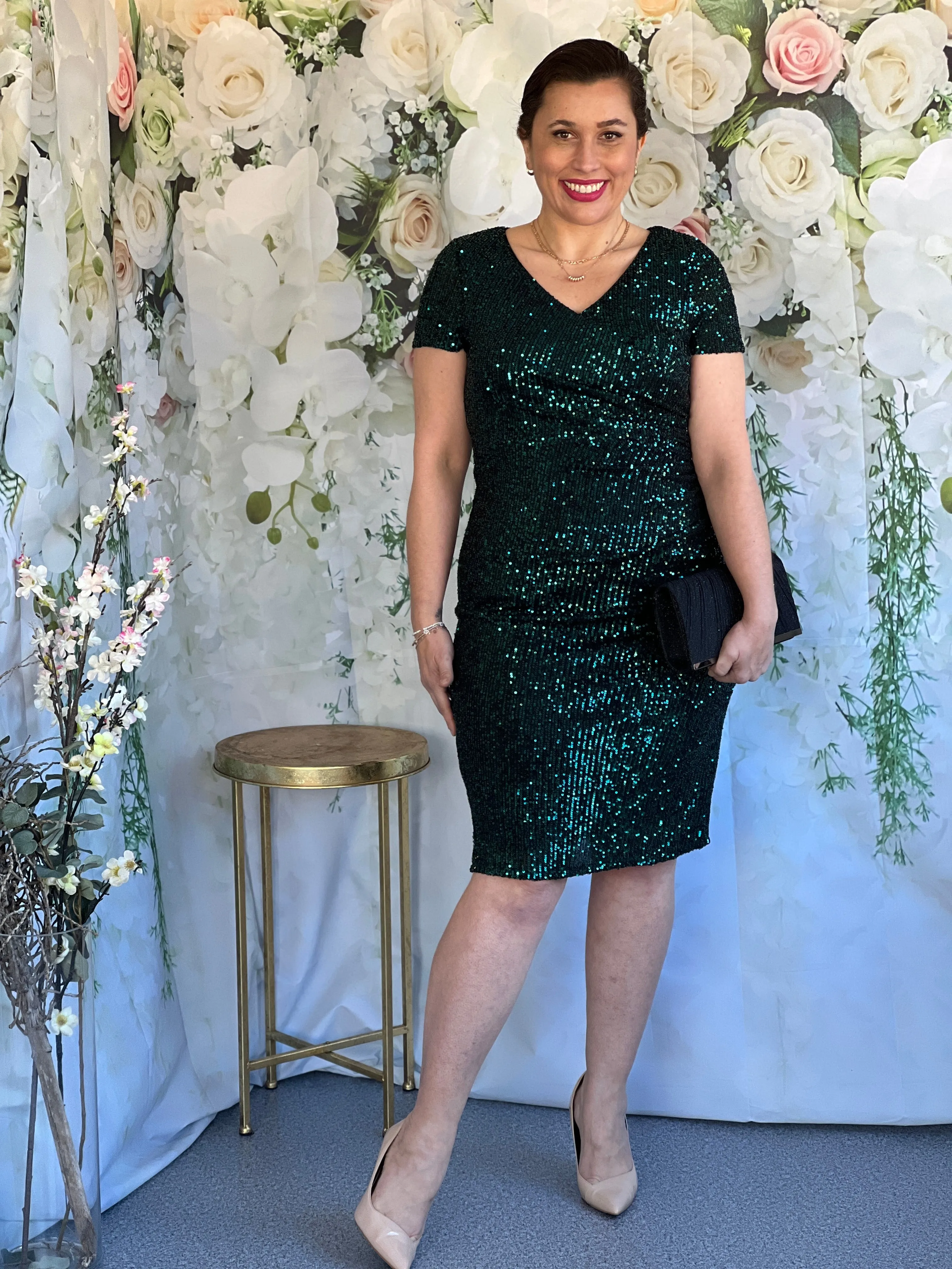 Quartez Emerald Sequin Dress