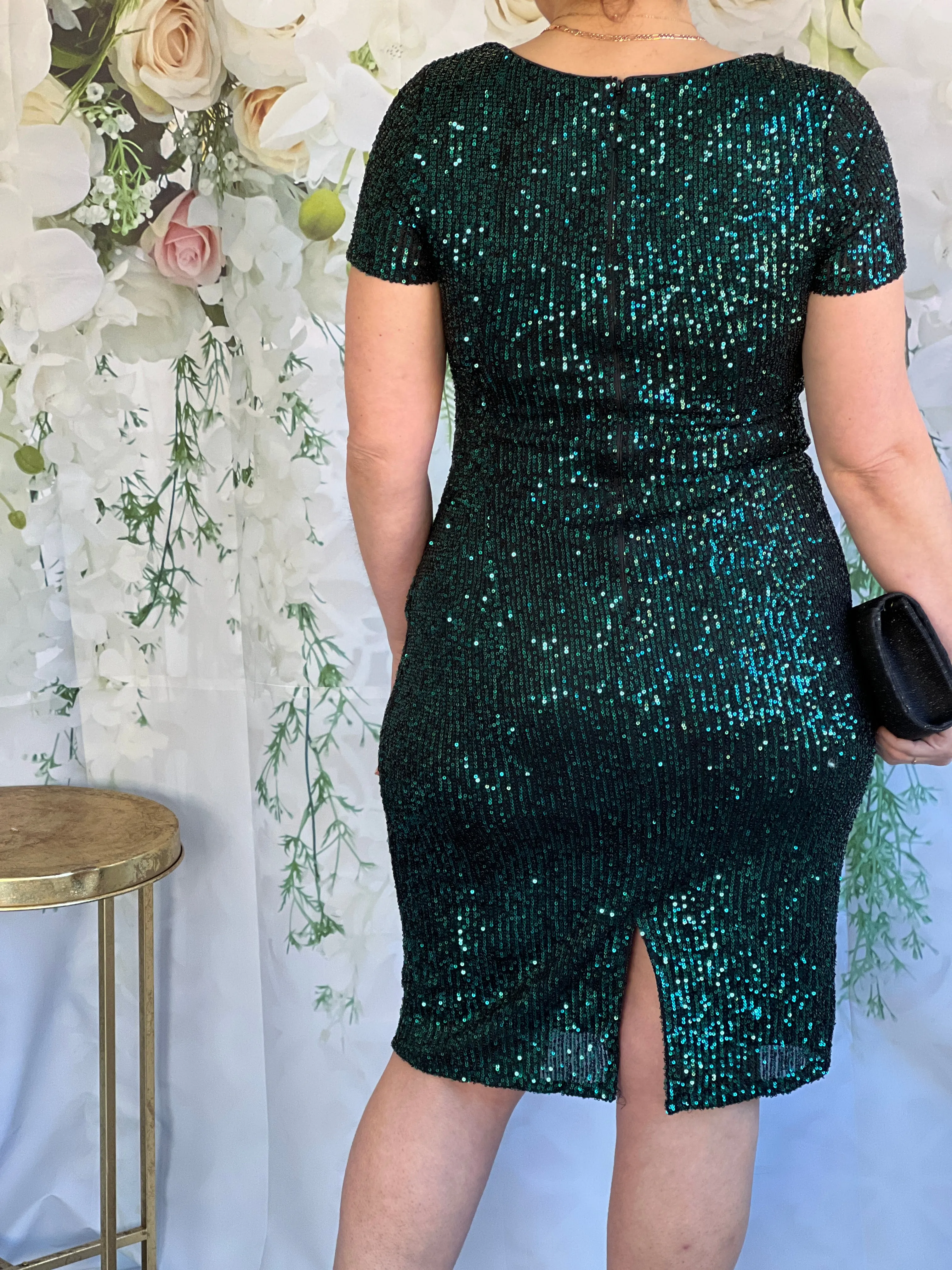 Quartez Emerald Sequin Dress