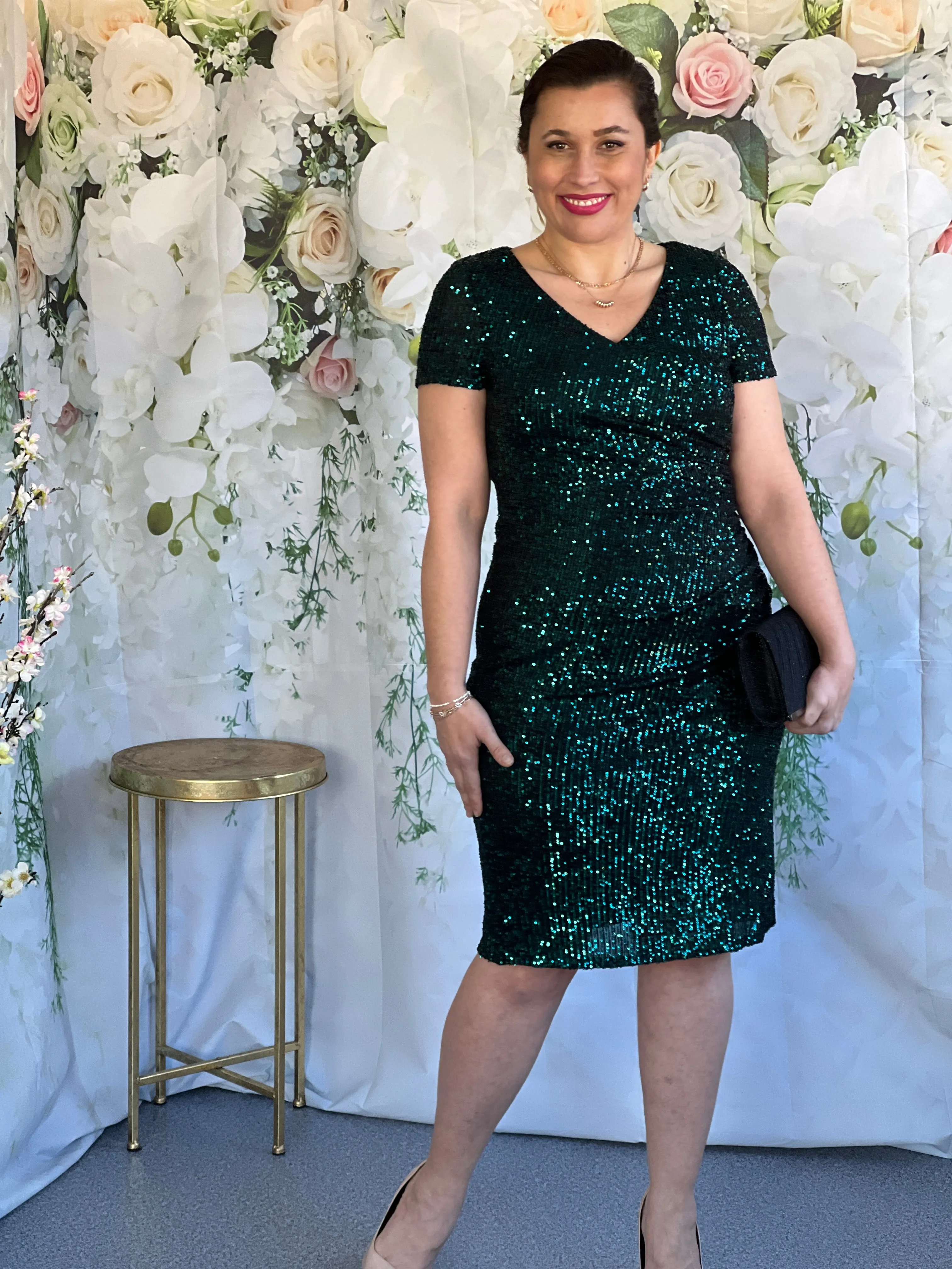 Quartez Emerald Sequin Dress