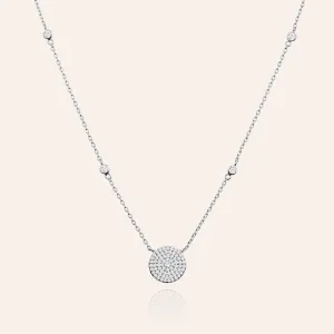 "Galactic" Sterling Silver 1.2CTW Pave Circle Pendant Necklace