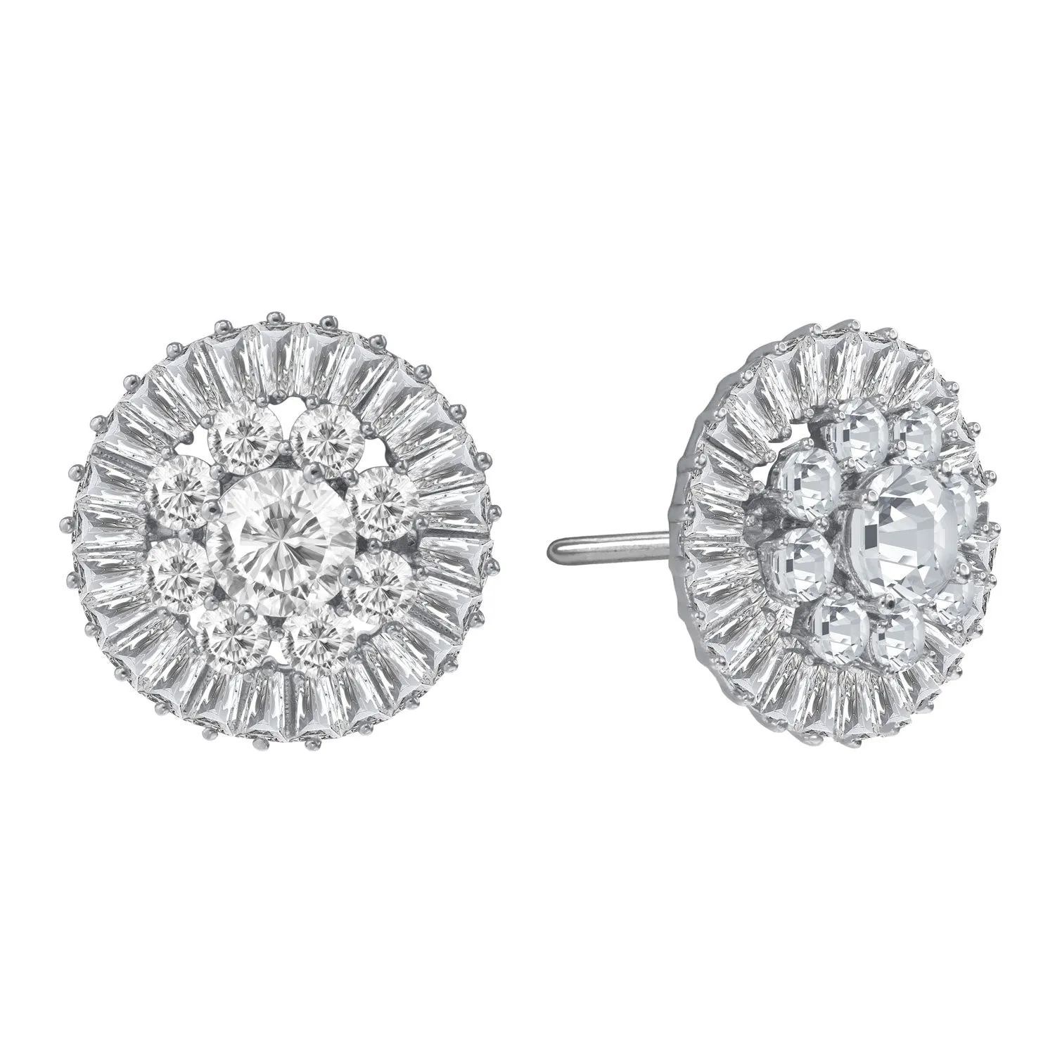 "Majesty Bloom" 7.8ctw Baguette Circle Cluster Stud Earrings