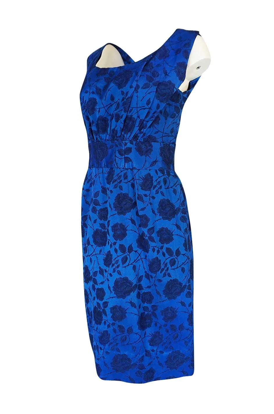 Rare 1950s Lanvin Castillo Demi-Couture Blue Silk Dress & Jacket