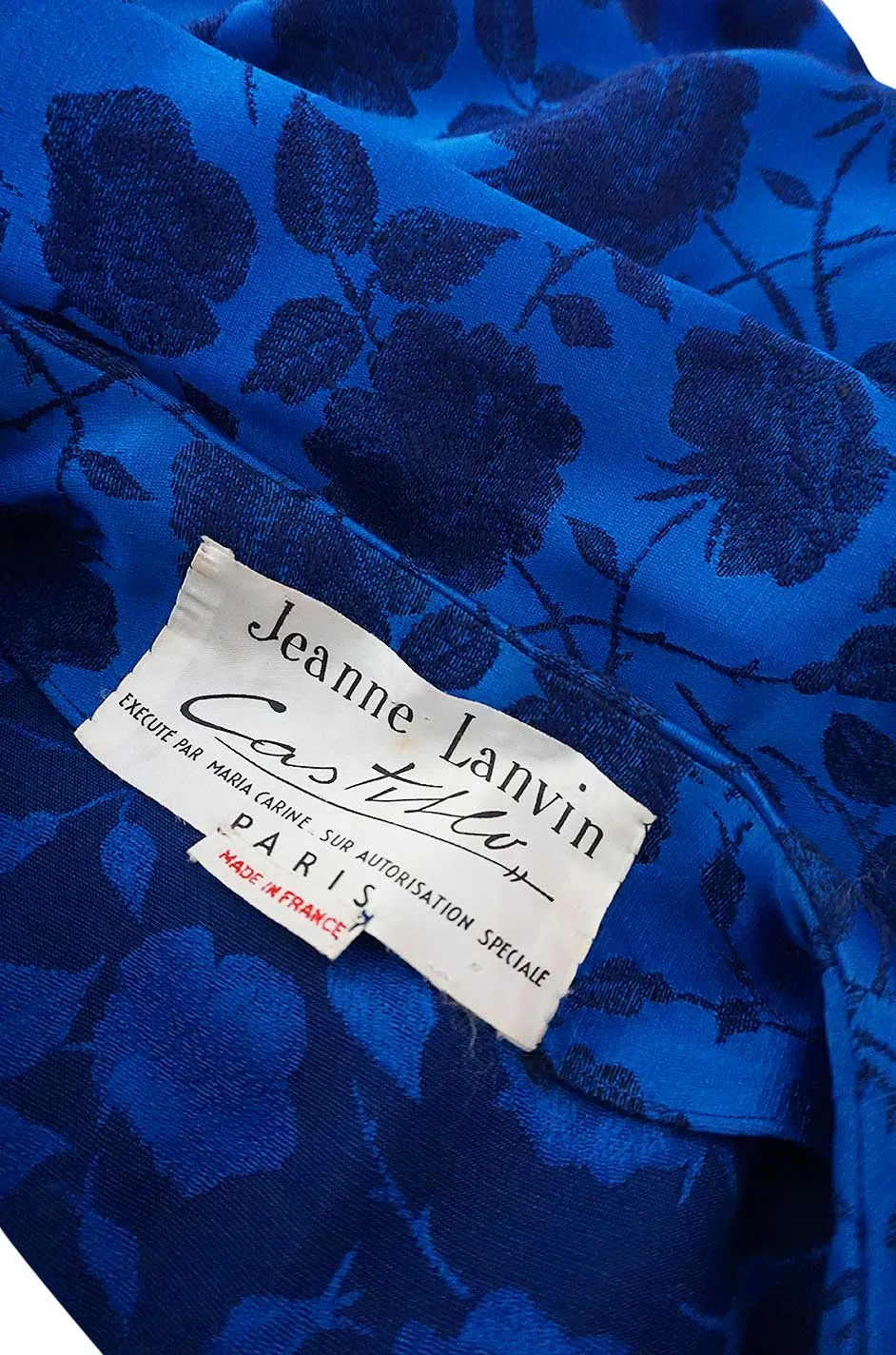 Rare 1950s Lanvin Castillo Demi-Couture Blue Silk Dress & Jacket
