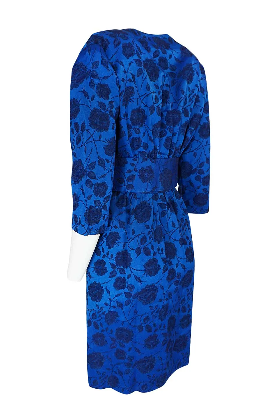 Rare 1950s Lanvin Castillo Demi-Couture Blue Silk Dress & Jacket