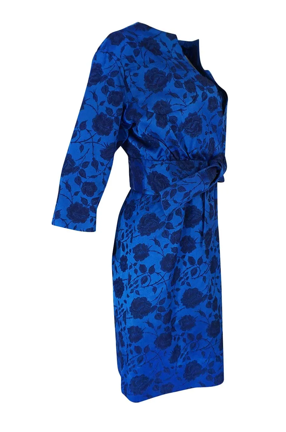 Rare 1950s Lanvin Castillo Demi-Couture Blue Silk Dress & Jacket