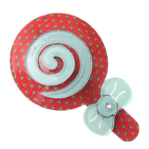 Red Blue Swirl Polka Dot Comic Hair Clip Bow