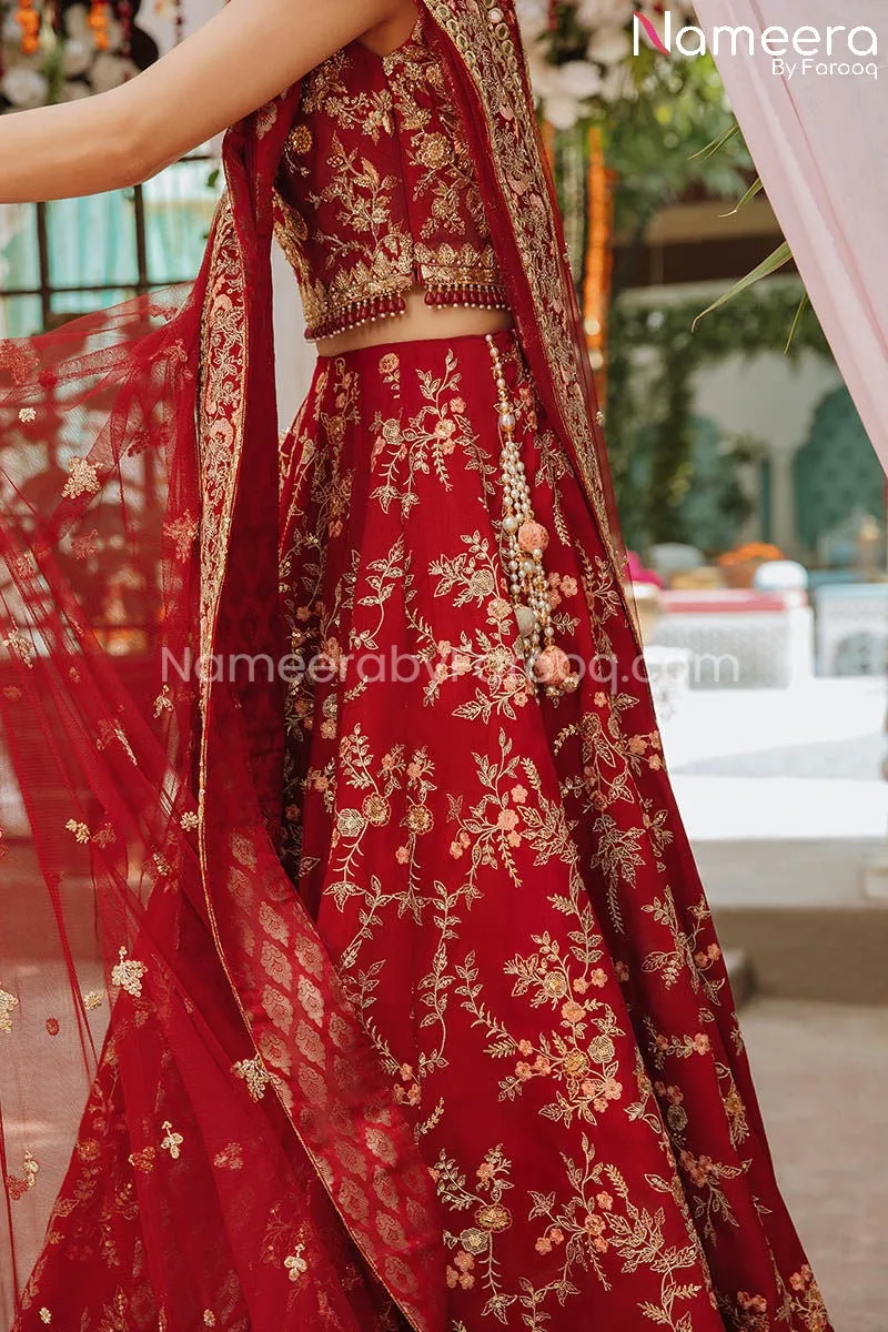 Red Lehnga Choli Bridal Dress Pakistani Online #BS675