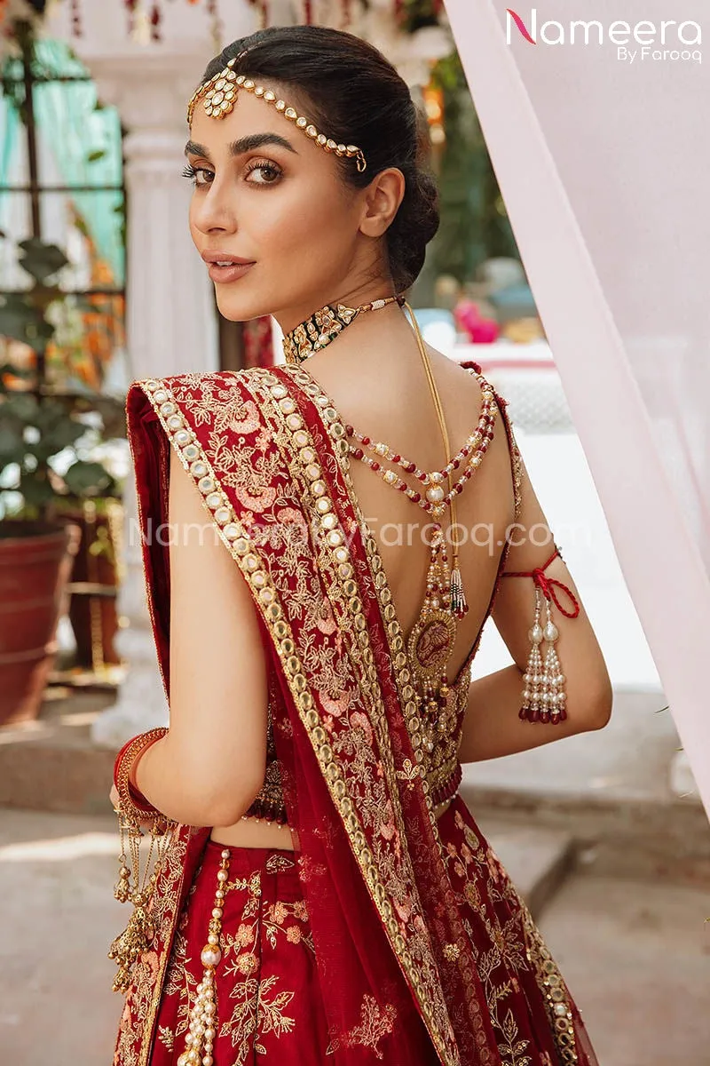 Red Lehnga Choli Bridal Dress Pakistani Online #BS675