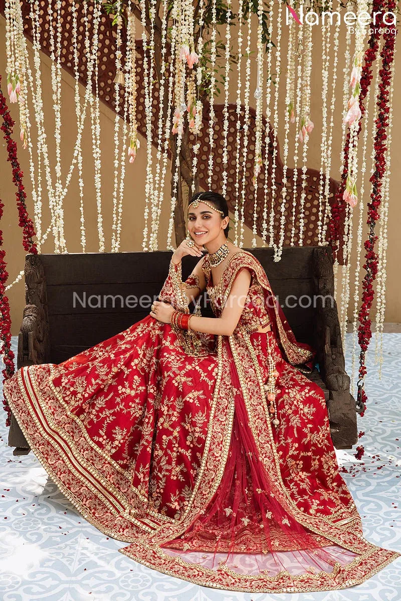 Red Lehnga Choli Bridal Dress Pakistani Online #BS675