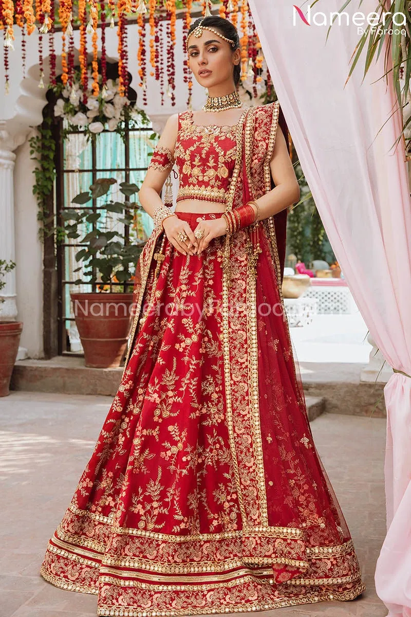 Red Lehnga Choli Bridal Dress Pakistani Online #BS675